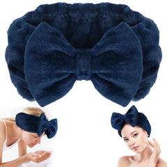 Shintop navy soft fleece headband for comfortable skincare sessions