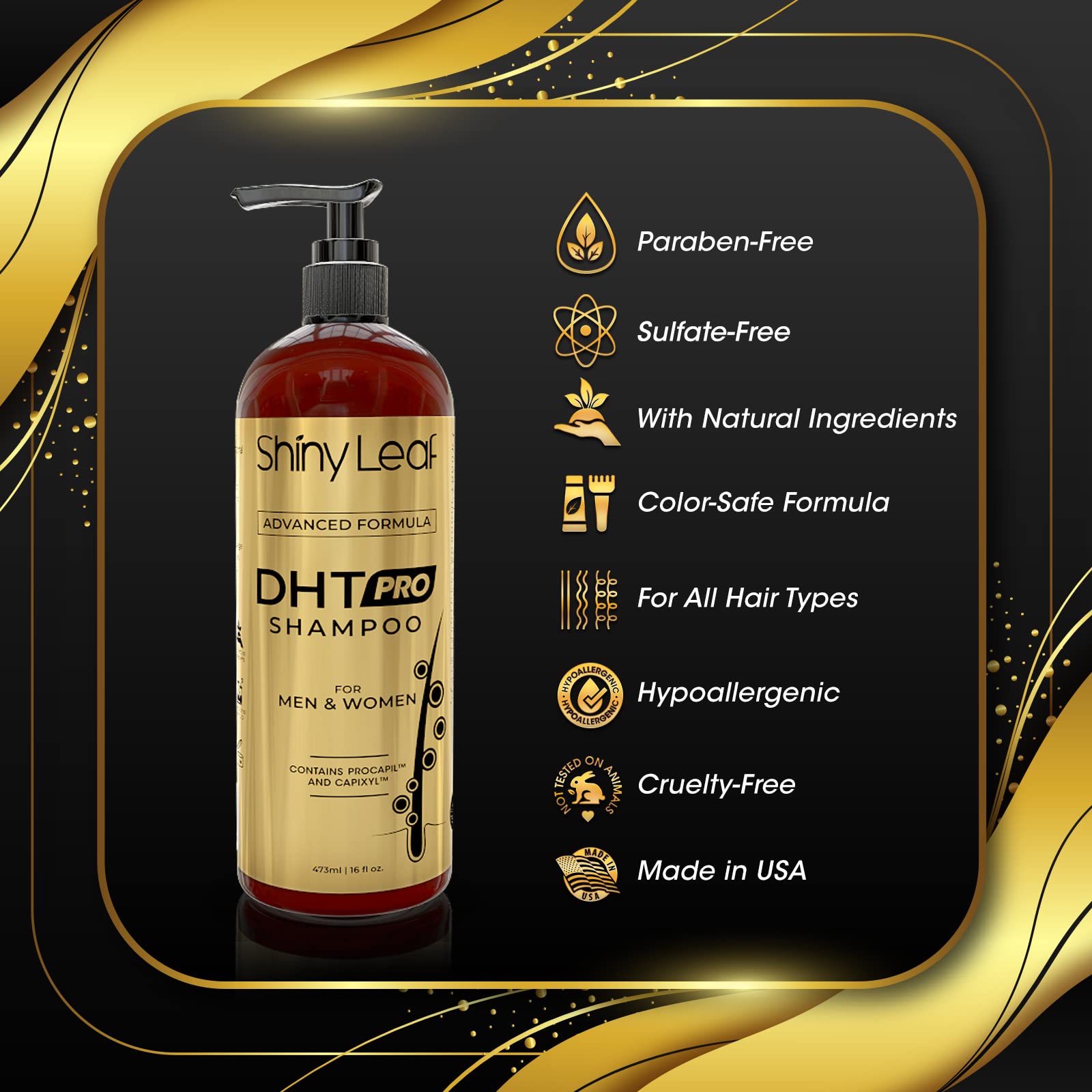 Shiny Leaf DHT Pro Shampoo for men and women suits thinning hair routines.