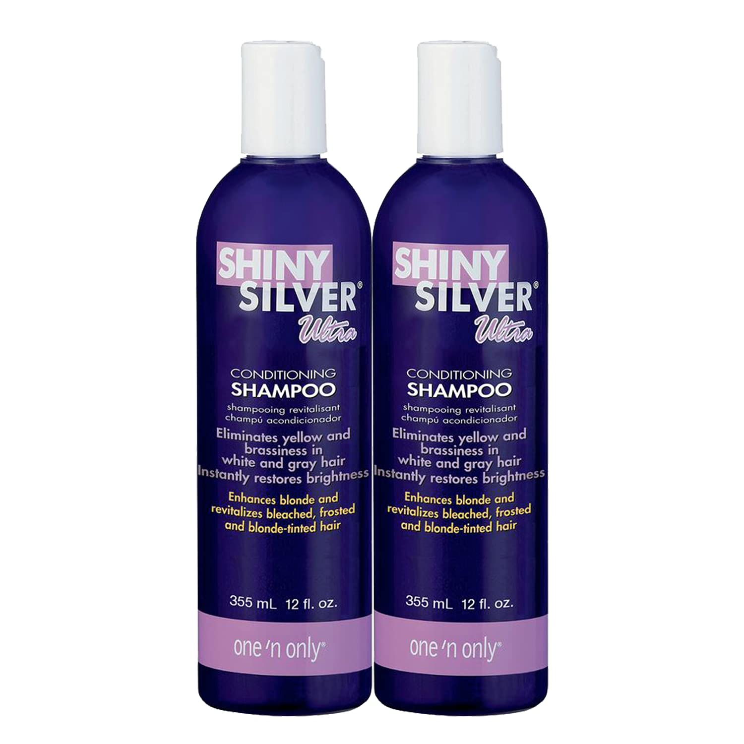 Shiny Silver Shampoo Ultra Conditioning bottle displaying hydrating formula for dry hair