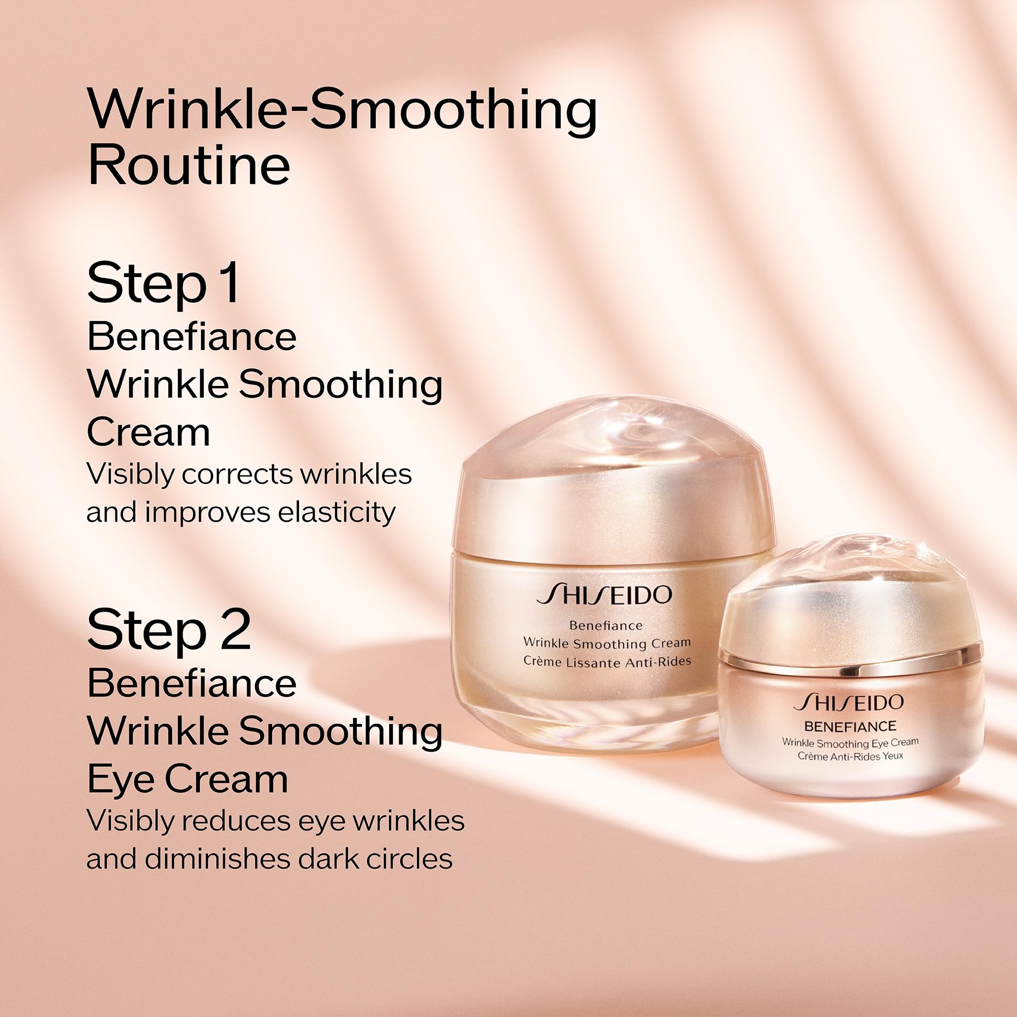 Ingredients on packaging highlight peptides and squalane in Shiseido Benefiance eye cream.