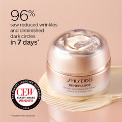 Shiseido Benefiance eye cream packaging shown in sleek box.