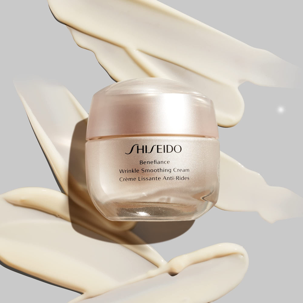 Shiseido Benefiance Wrinkle Smoothing Cream used in morning and evening skincare routine.