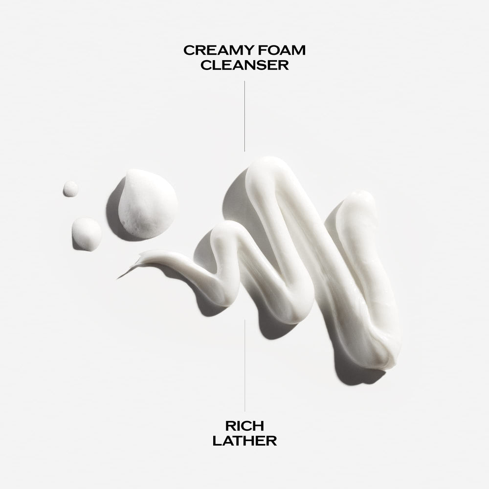 Shiseido Clarifying Cleansing Foam foamy-lather shows thorough makeup removal and impurity cleansing.