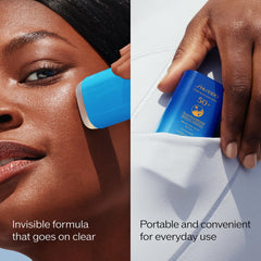 Shiseido Clear Sunscreen Stick over-makeup use enables makeup-friendly SPF touch-ups