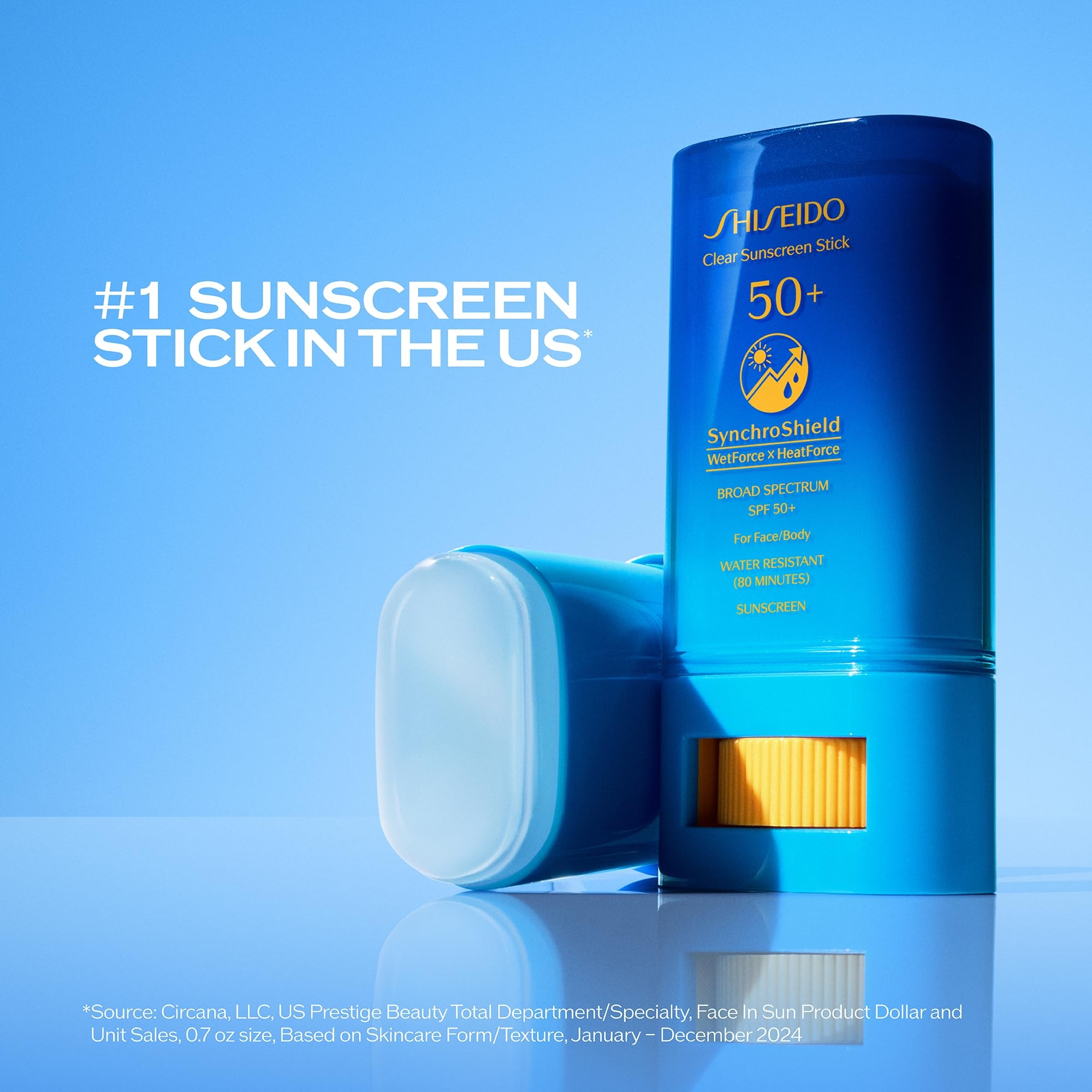 Shiseido Clear Sunscreen Stick under-makeup application shows seamless, invisible coverage