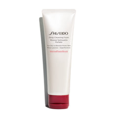 Shiseido Deep Cleansing Foam bottle closeup highlighting 125ml size for refreshed, purified skin