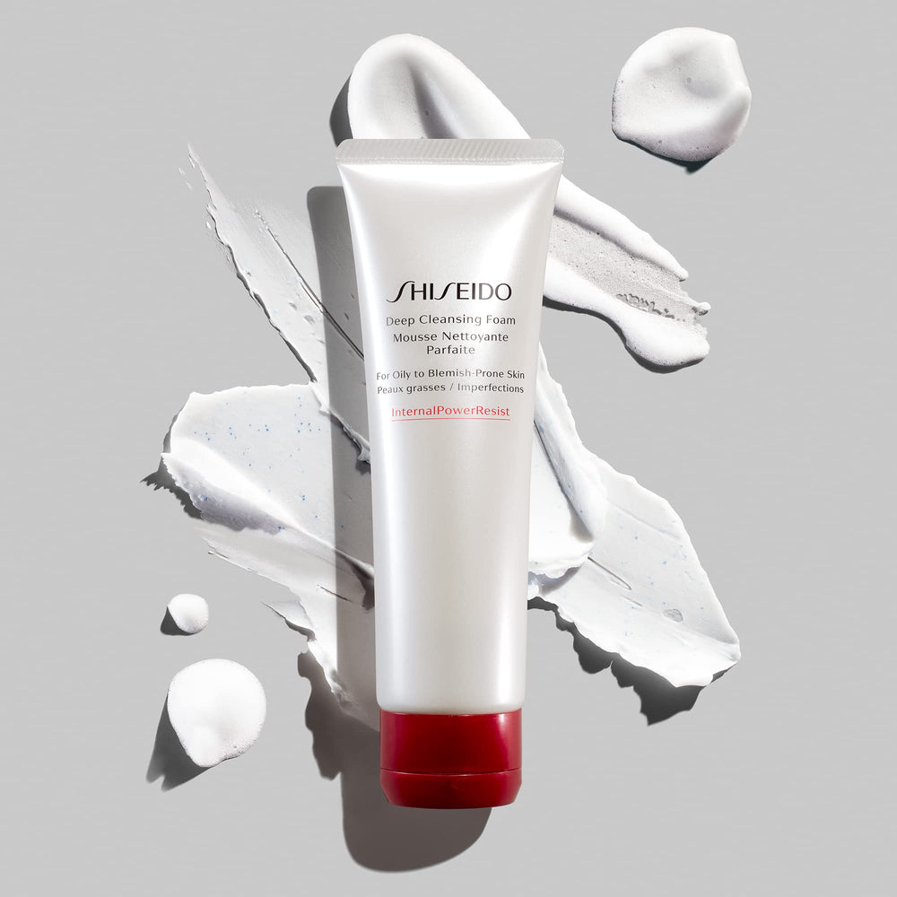 Shiseido Deep Cleansing Foam routine step in a daily skincare setup