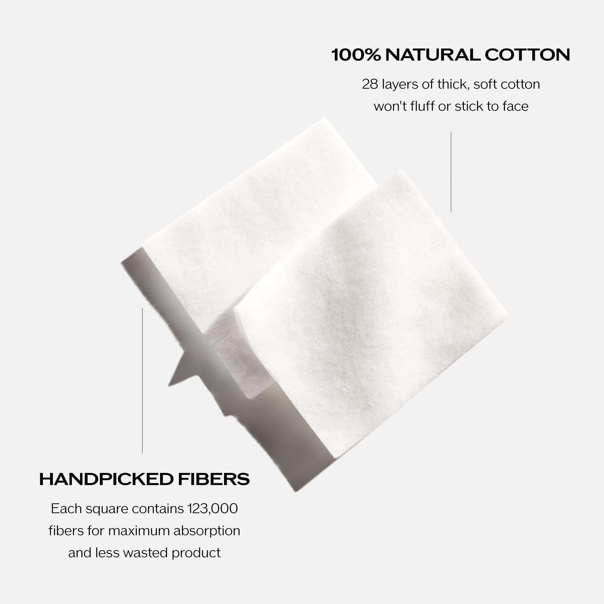 Shiseido facial cotton pads 165 squares inside view highlight dense cotton fibers for moisture control.