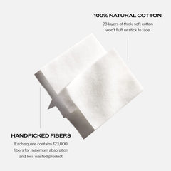 Shiseido facial cotton pads 165 squares inside view highlight dense cotton fibers for moisture control.