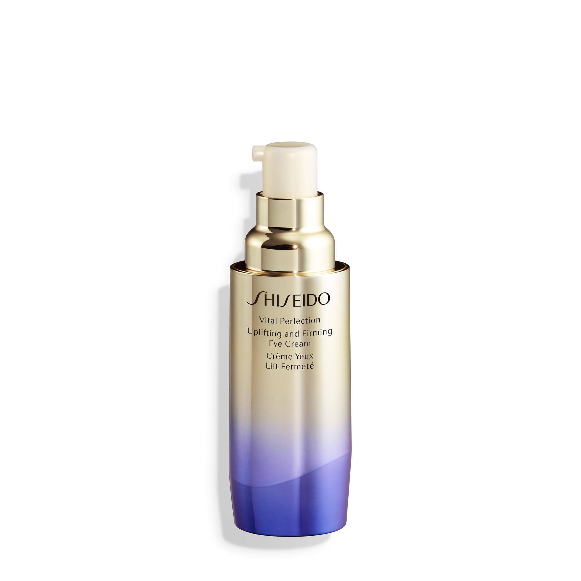 Shiseido Vital Perfection eye cream being applied for smoother, refreshed eye contour.
