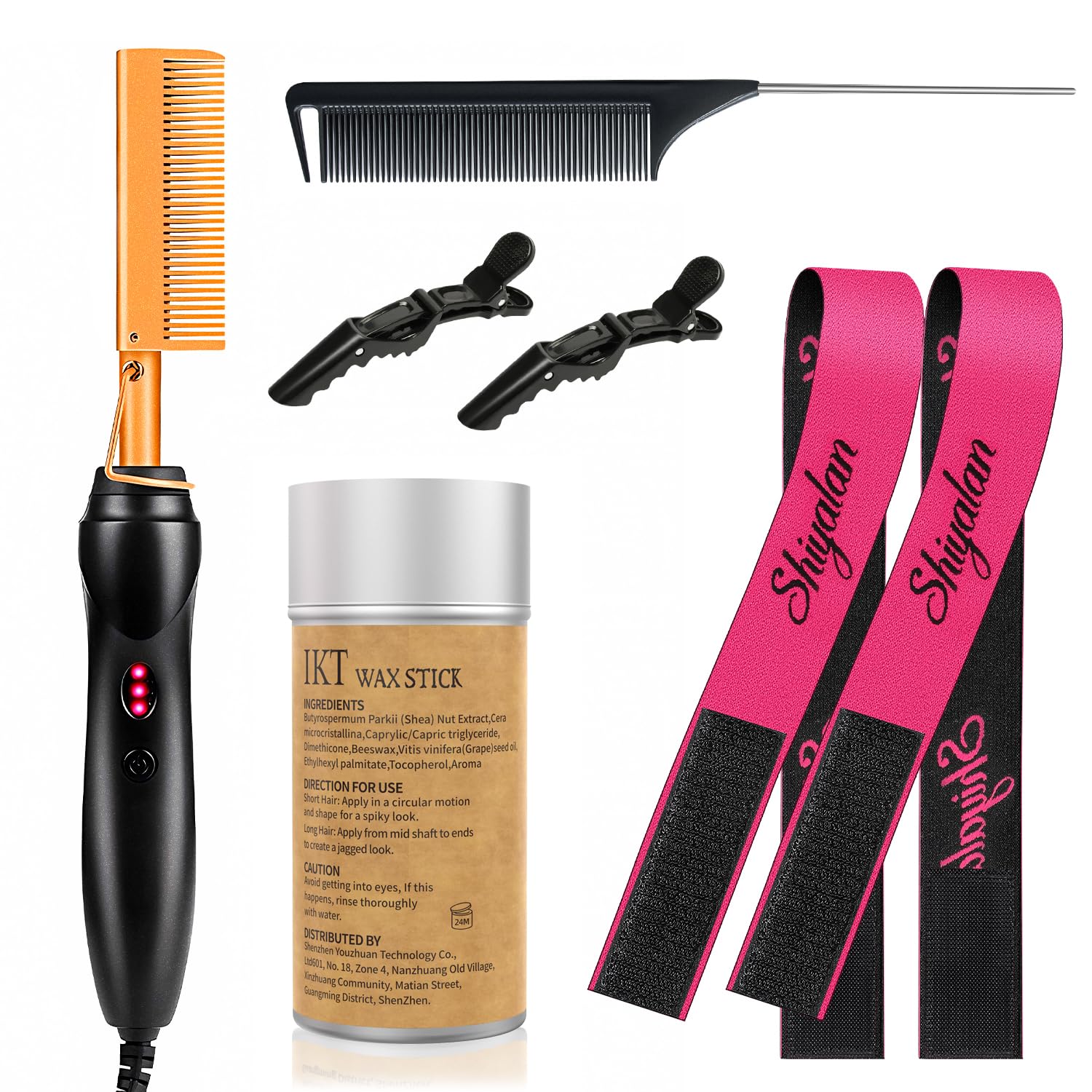 Shiyalan hot comb set electric press comb ready for sleek styling on textured hair