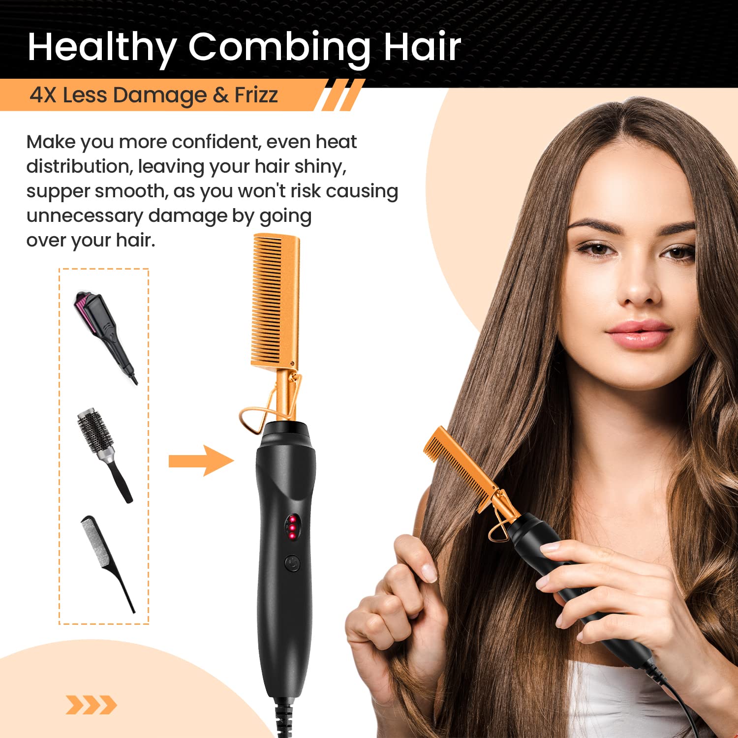 Shiyalan style-demo image of hands using the hot comb set on hair