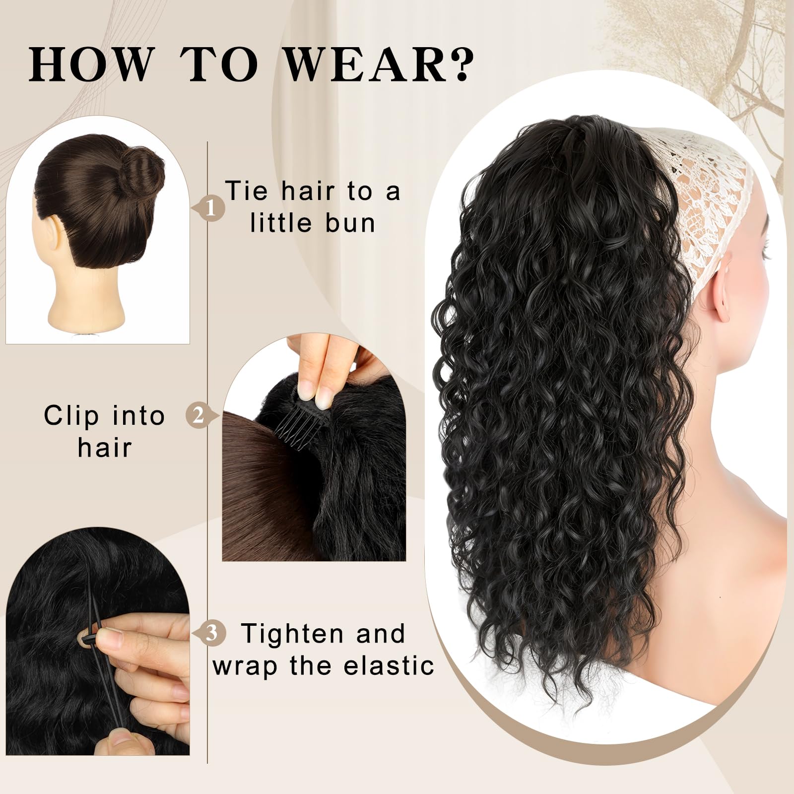 SHNMIN Long curly ponytail extension adds dramatic volume for events