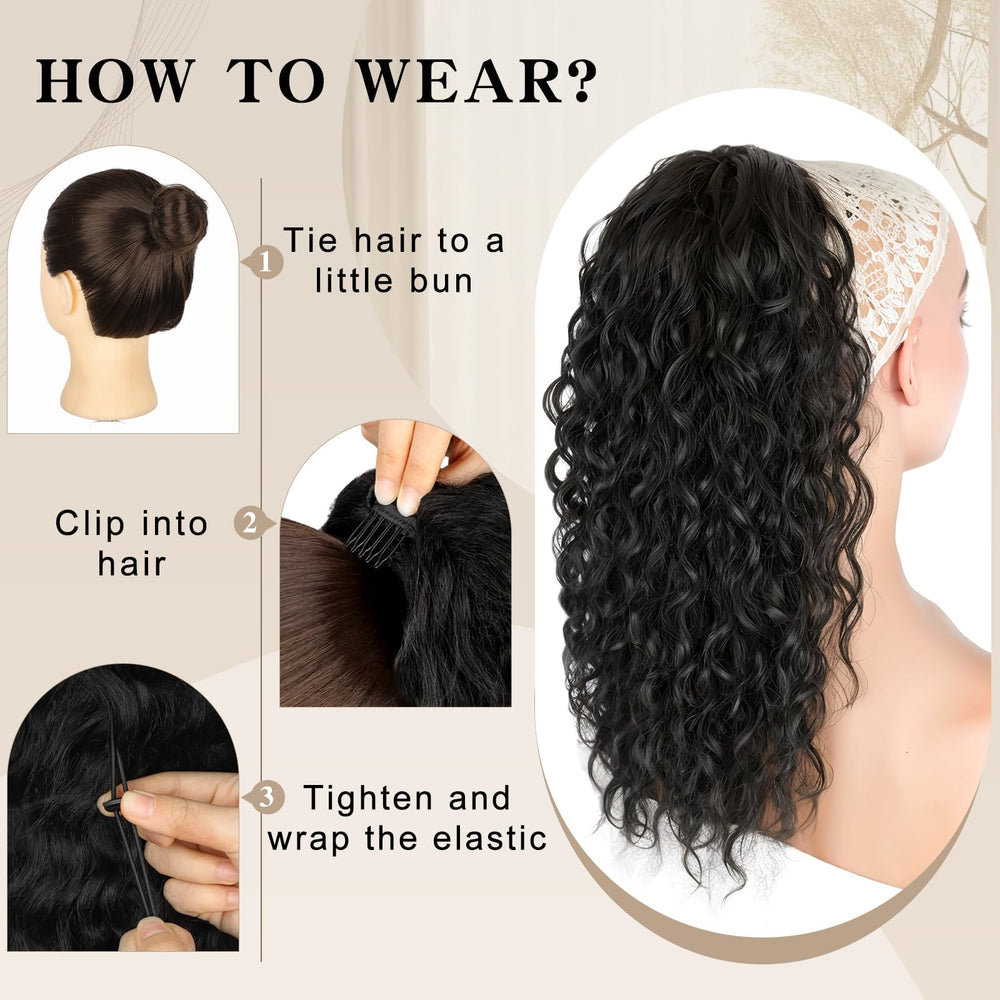 SHNMIN Long curly ponytail extension adds dramatic volume for events