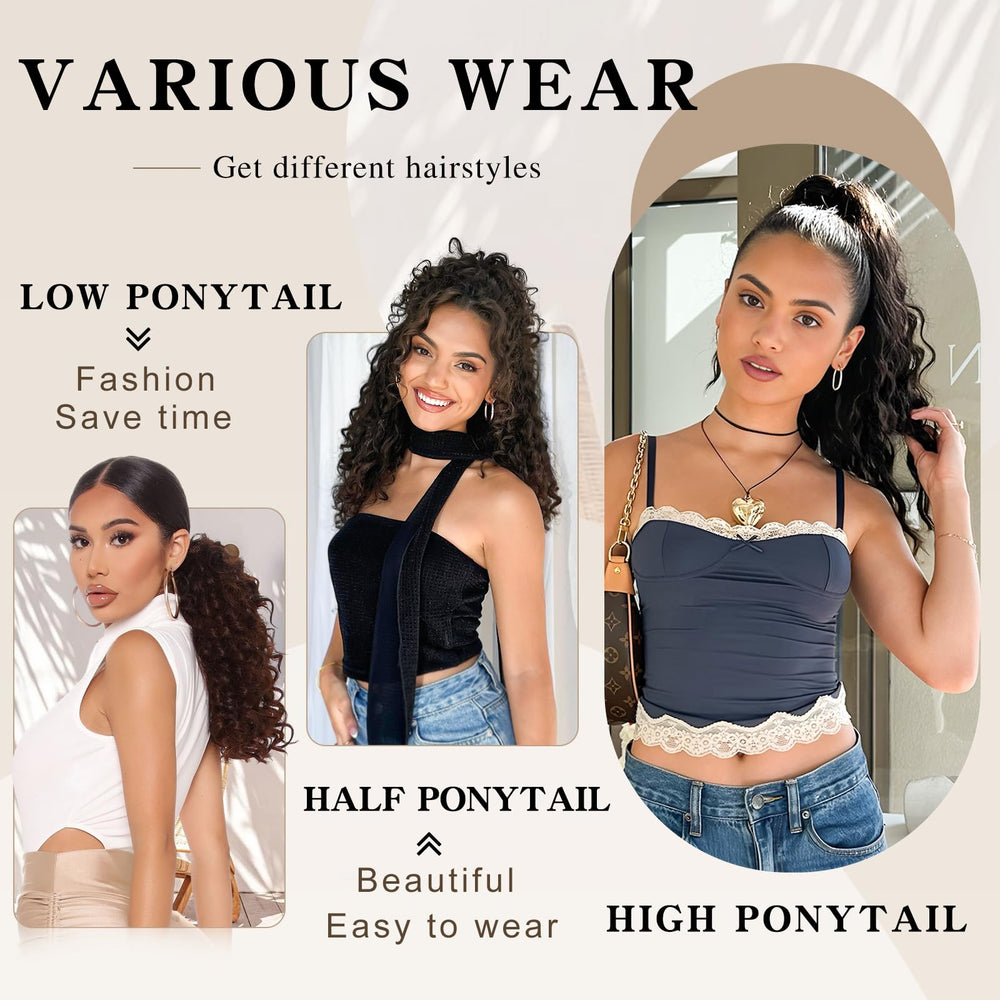 SHNMIN Ponytail Extension clip-in attachment shows secure, all-day hold