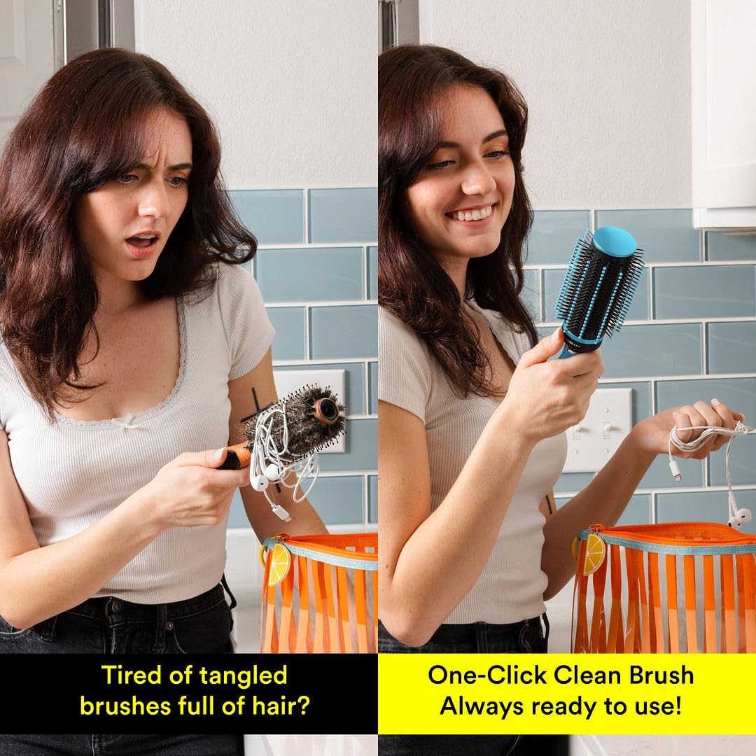 Shop LC blue hairbrush—ergonomic handle for comfortable styling sessions.