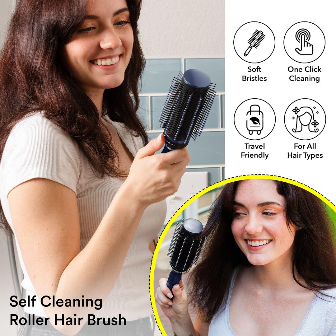 SHOP LC Detangler Brush retractable bristles show gentle detangling and reduced breakage.