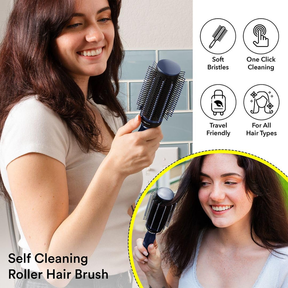 SHOP LC Detangler Brush retractable bristles show gentle detangling and reduced breakage.