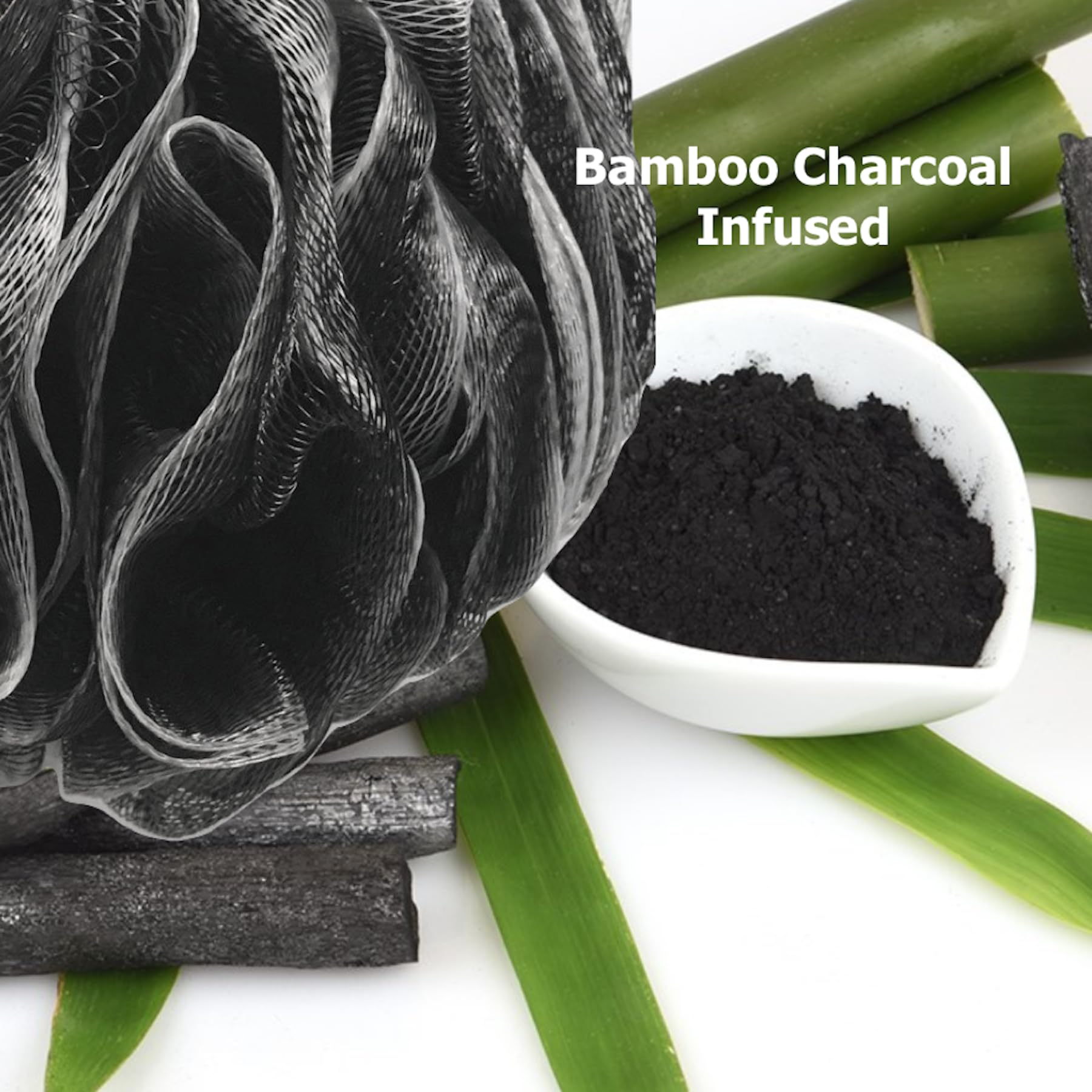 Shower Bouquet activated-charcoal-infused-scrub image showcases natural cleanse and smoother skin feel during showers.