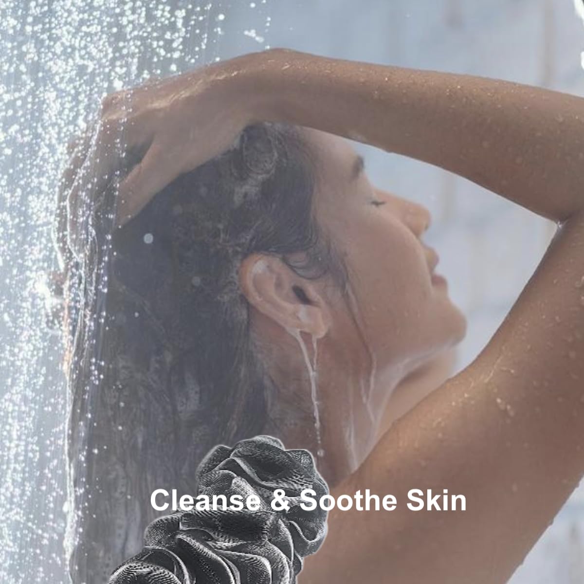Shower Bouquet back-scrubber in use for at-home spa feel.