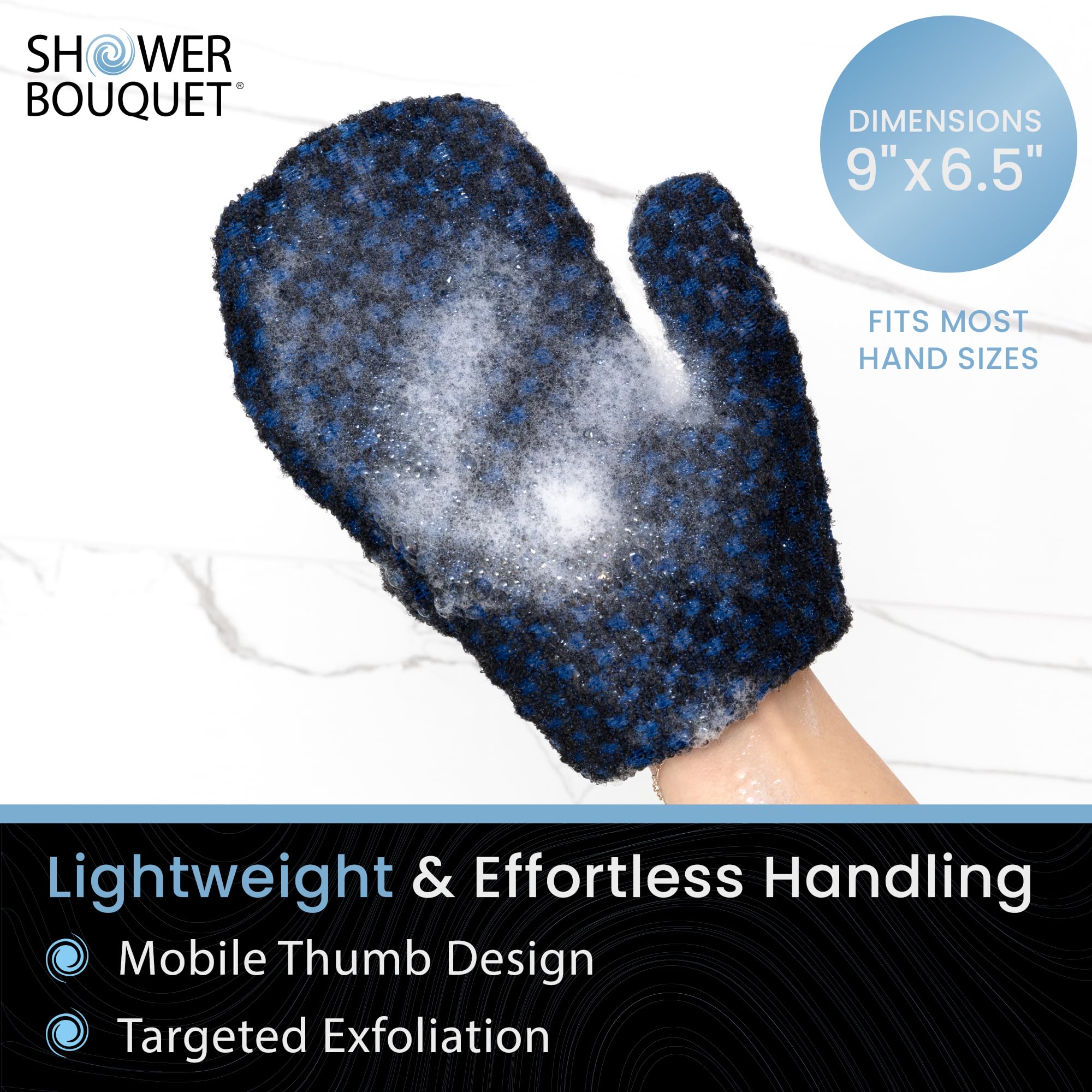 Shower Bouquet charcoal close-up demonstrates activated charcoal cleansing performance.