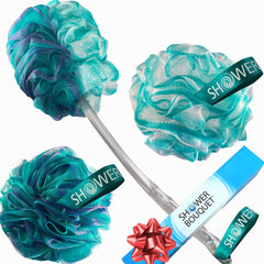 Shower Bouquet double-sided back scrubber for thorough cleansing and smoother skin.