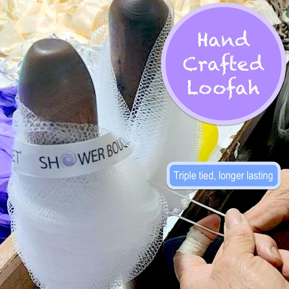 Shower Bouquet extra-large loofa 75g creates rich lather with any body wash