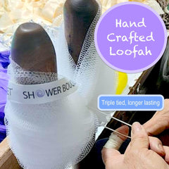 Shower Bouquet extra-large loofa 75g creates rich lather with any body wash
