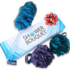 Shower Bouquet long-handle back brush enables easy reach for back cleansing