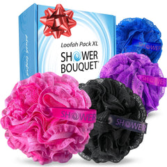Shower Bouquet loofah lacey mesh pouf lavender for gentle exfoliation and long-lasting use