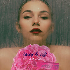 Shower Bouquet loofah lacey mesh pouf pink promotes spa-like comfort during baths