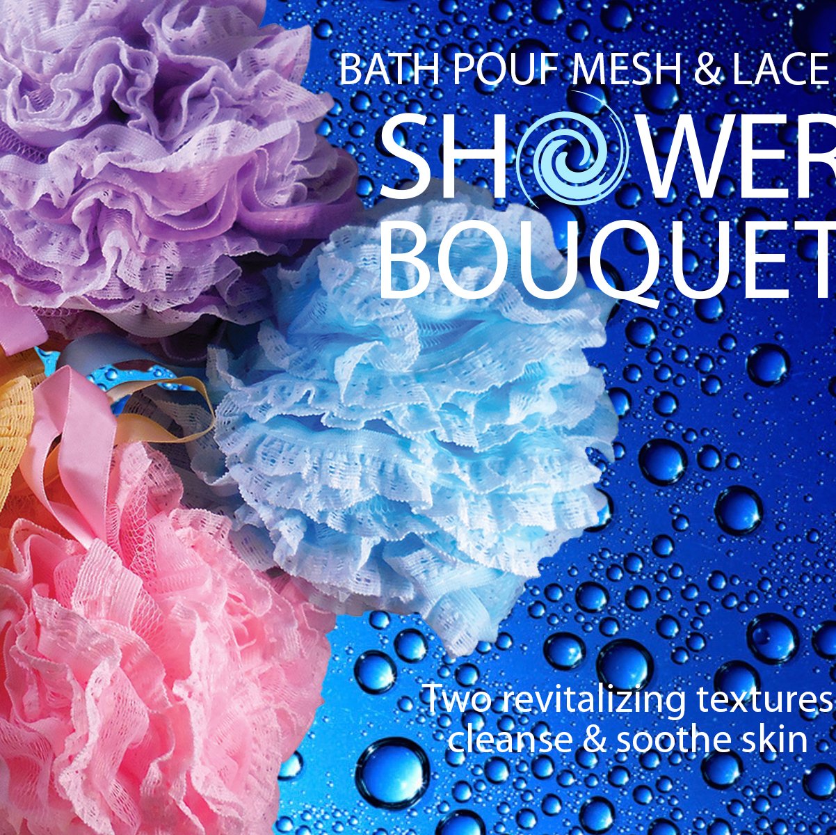 Shower Bouquet ribbon-handle loofah for drying and hanging