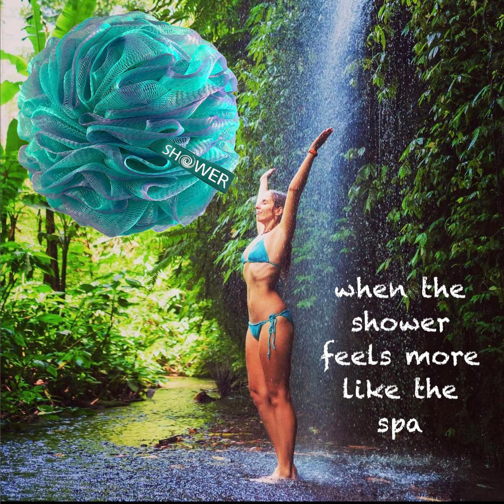 Shower Bouquet triple-tied-knot loofah promotes durability and long-lasting use in showers.