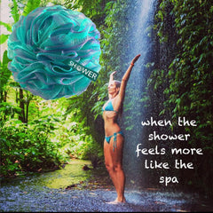 Shower Bouquet triple-tied-knot loofah promotes durability and long-lasting use in showers.