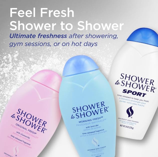 Shower To Shower take-along-pack sits ready for on-the-go freshness.