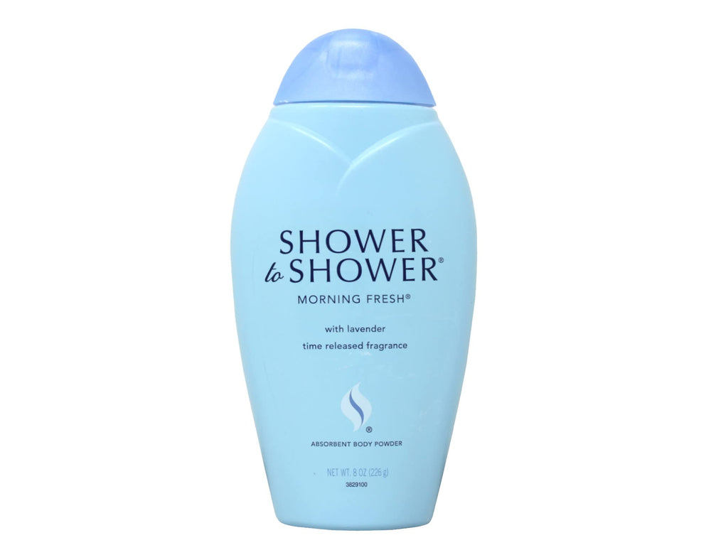 Shower To Shower Morning Fresh powder dispense closeup—easy application and smooth feel