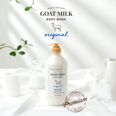 SHOWERMATE AEKYUNG goat-milk body wash foam demonstrates rich lather for gentle cleansing.