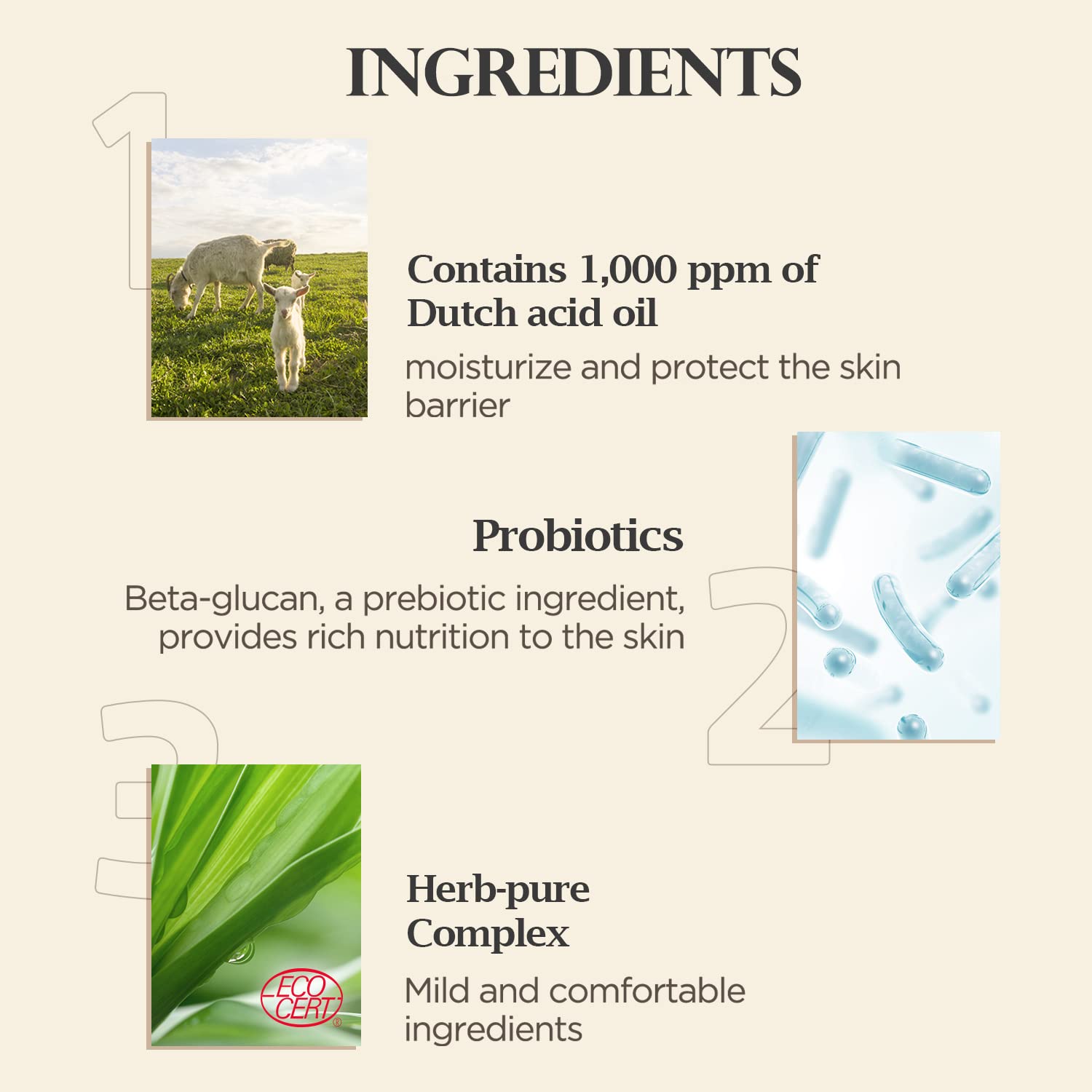 SHOWERMATE AEKYUNG ingredients reveal Pure Herb Complex supporting soothing skincare routine.