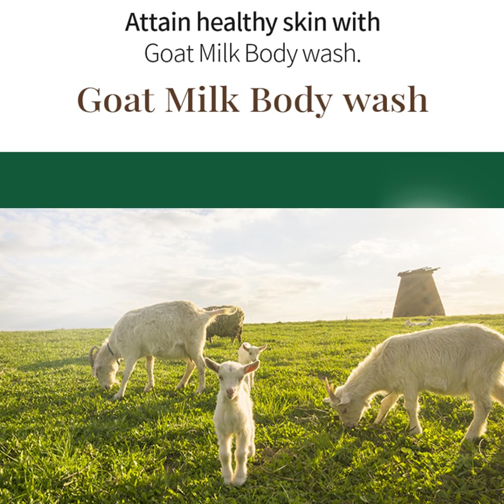 SHOWERMATE goat milk body wash pump bottle on shower shelf for quick daily use