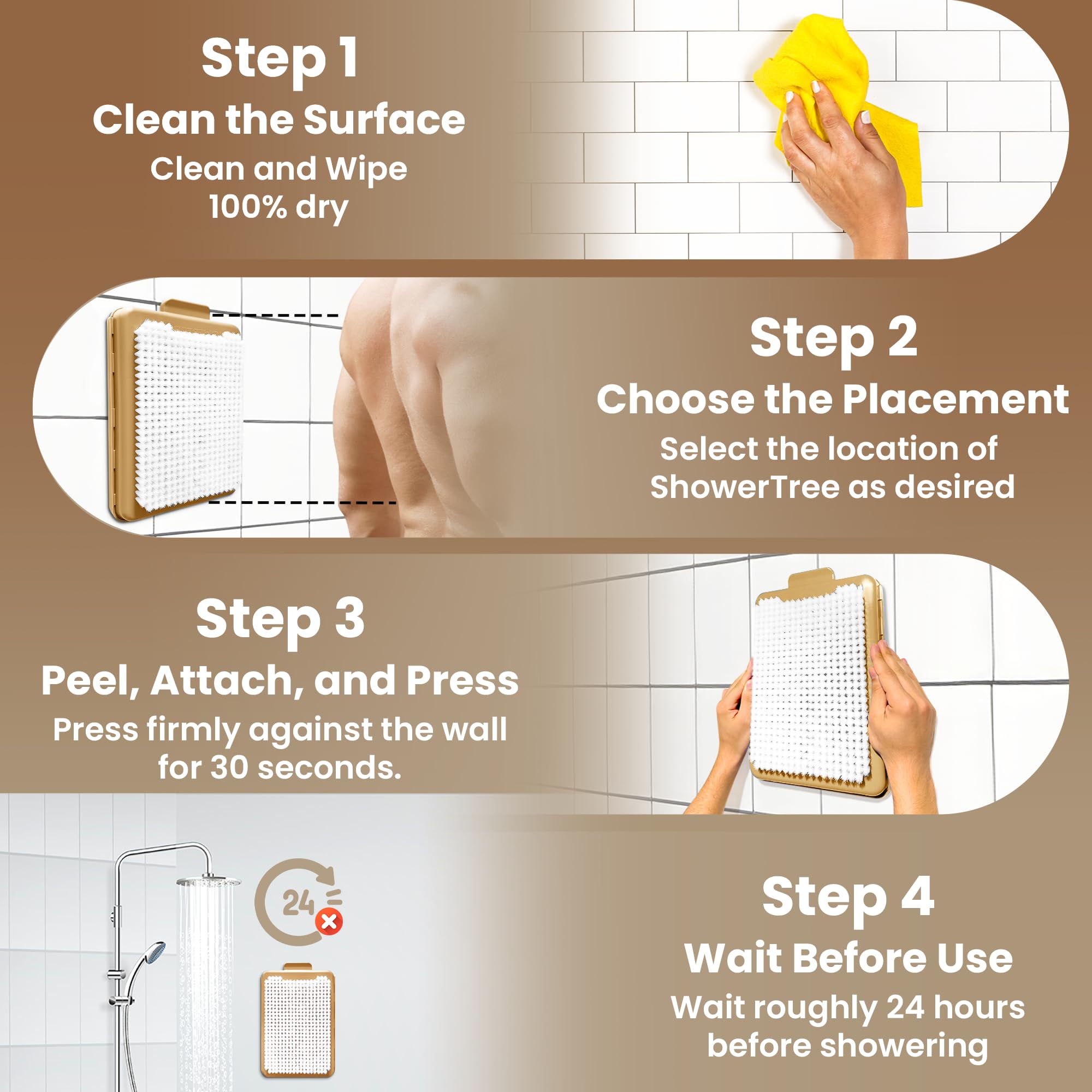 ShowerTree sleek space-saving design fits compact showers.