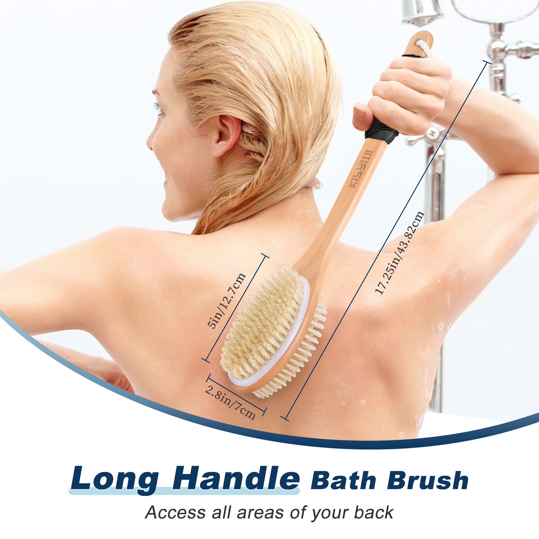 ShowEzily dual-sided shower brush with soft and firm bristles for versatile cleansing