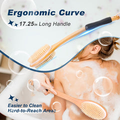 ShowEzily ergonomic curved-handle back brush provides comfortable, secure grip