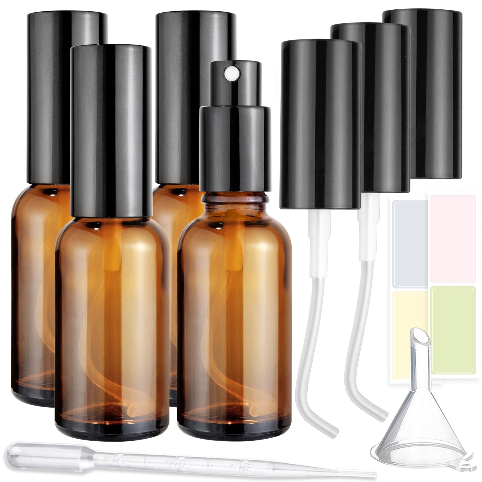 Showvigor amber glass spray bottles (1oz) protect essential oils from light while delivering a fine mist.