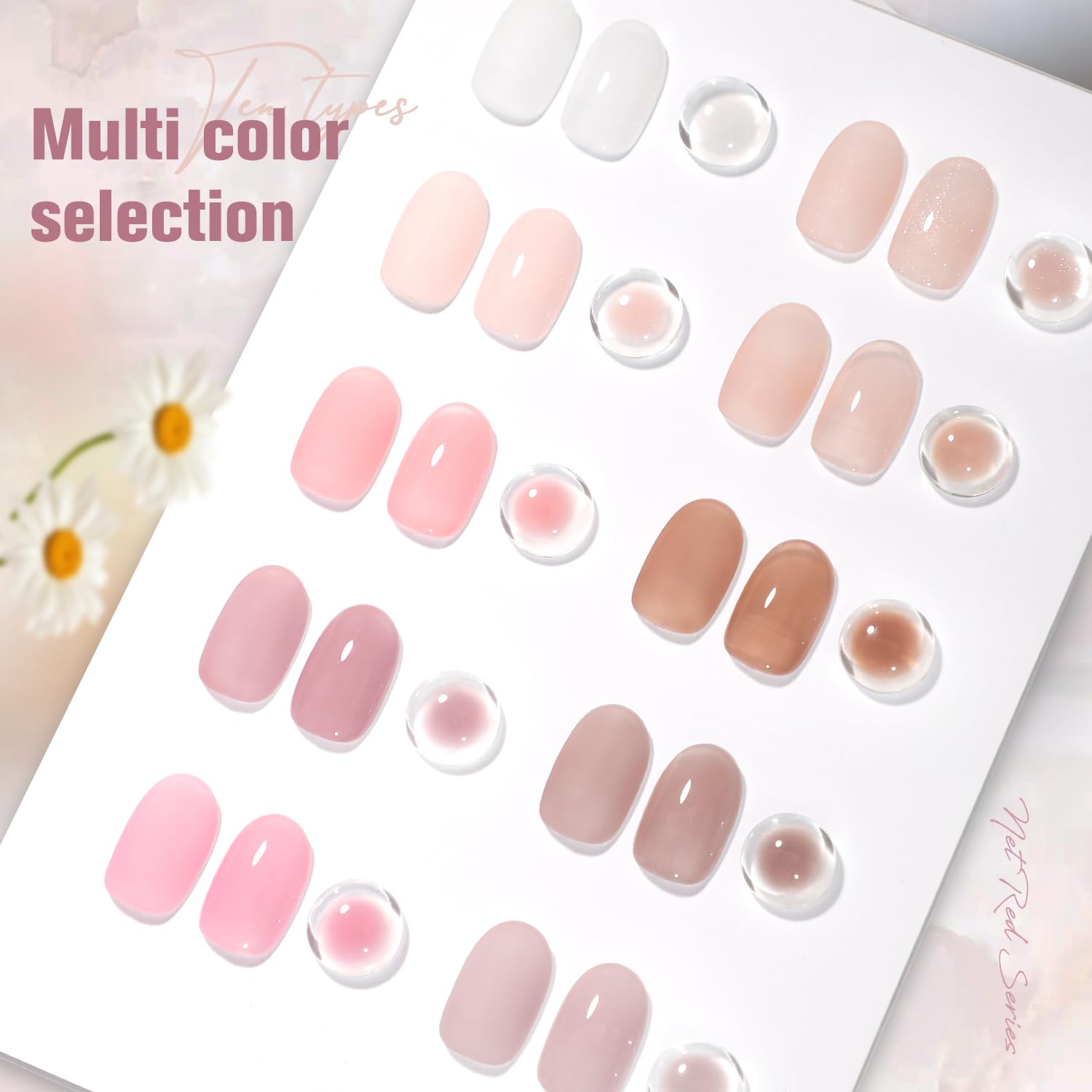 SHOYUM Jelly Nude hand nails shot, easy at-home manicure with smooth application.