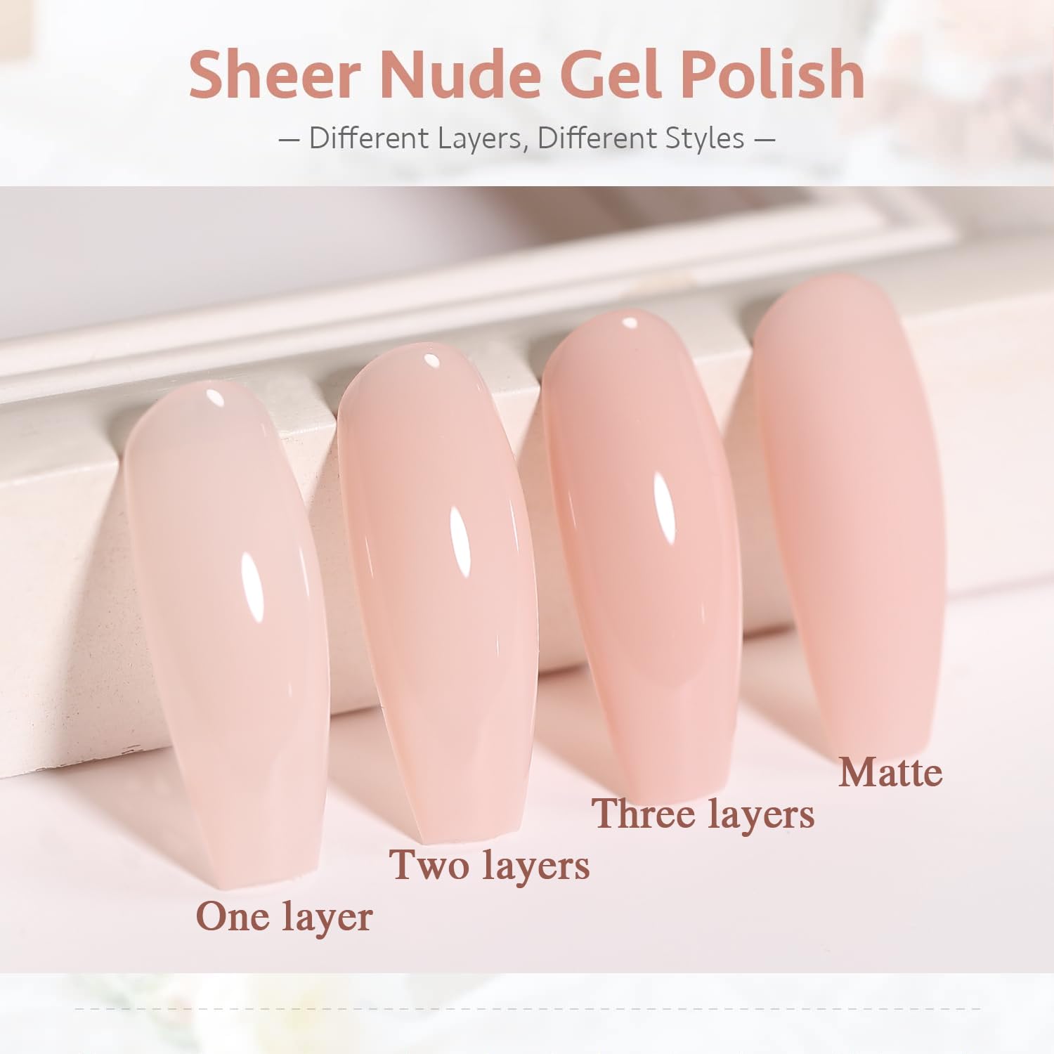 SHOYUM Nude Pink Gel Polish packaging ready for convenient at-home nail art.
