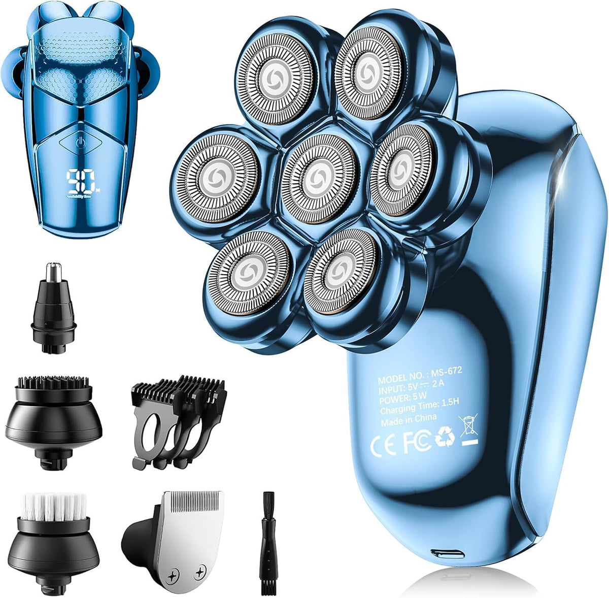 SHPAVVER 7D-rotary-head close-up for precise, comfortable shaving.