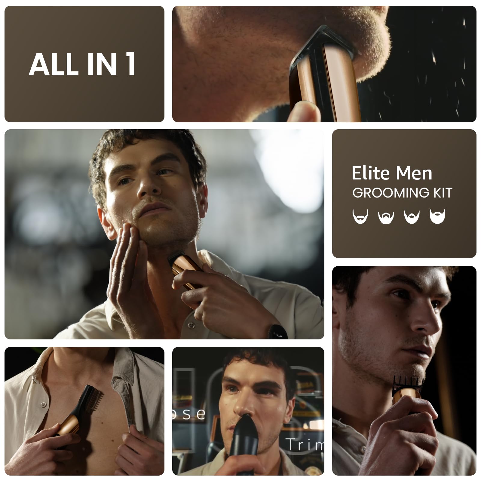 SHPAVVER Beard Trimmer gold detachable-blades enabling quick blade changes.