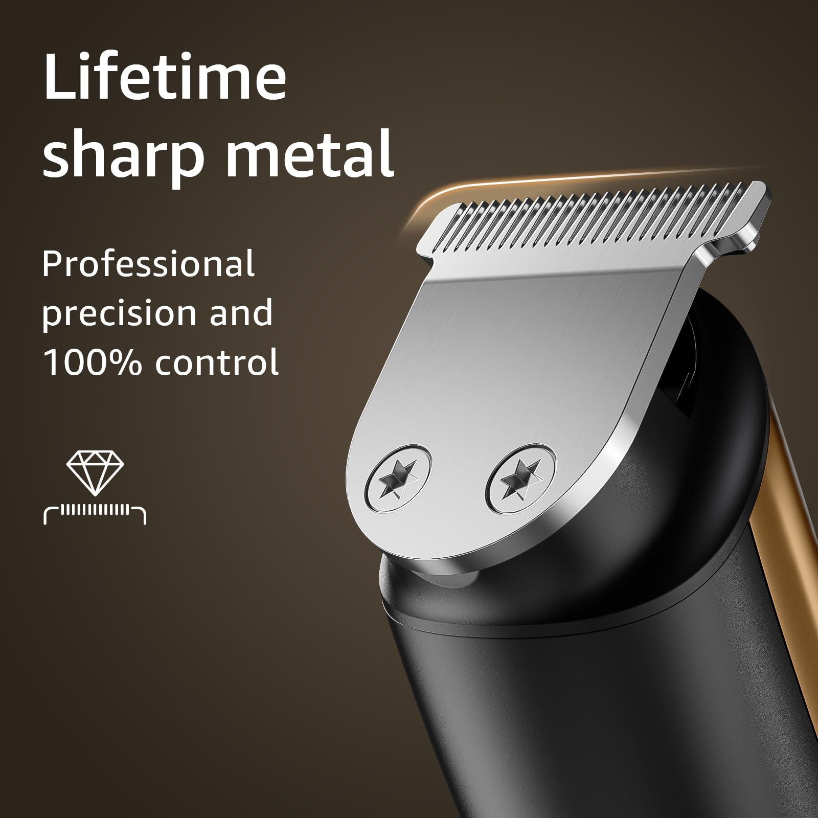 SHPAVVER Beard Trimmer gold precision-blades for smooth cuts.
