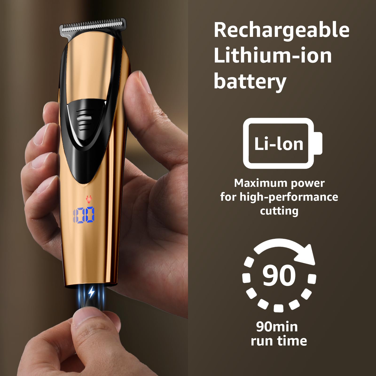 SHPAVVER Beard Trimmer gold sideburn-comb for sharp facial lines.