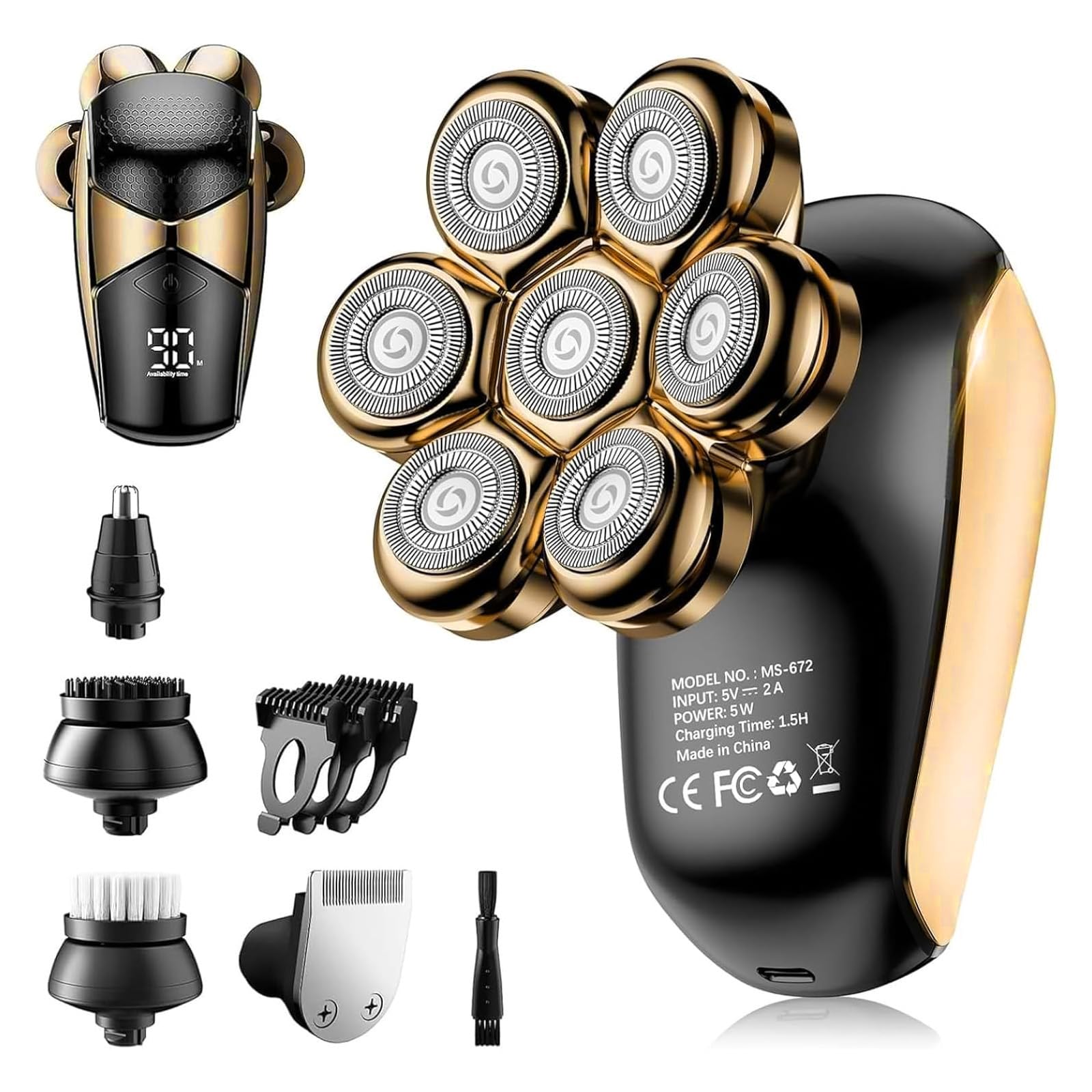 SHPAVVER head shaver 7D rotary close-up for precise bald styling.